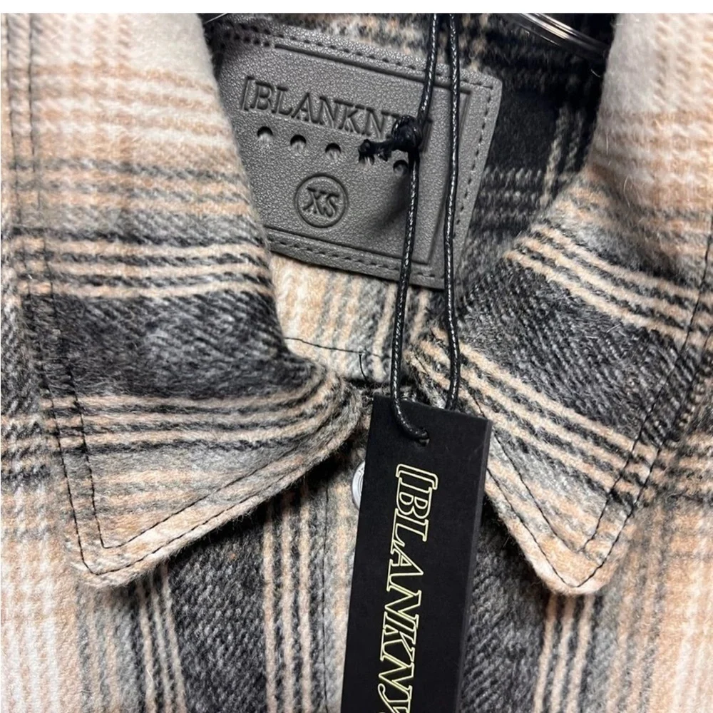 NWT Blank NYC Plaid Shacket in Checked Out XS New Flannel Jacket Shirt Oversized - Picture 11 of 11